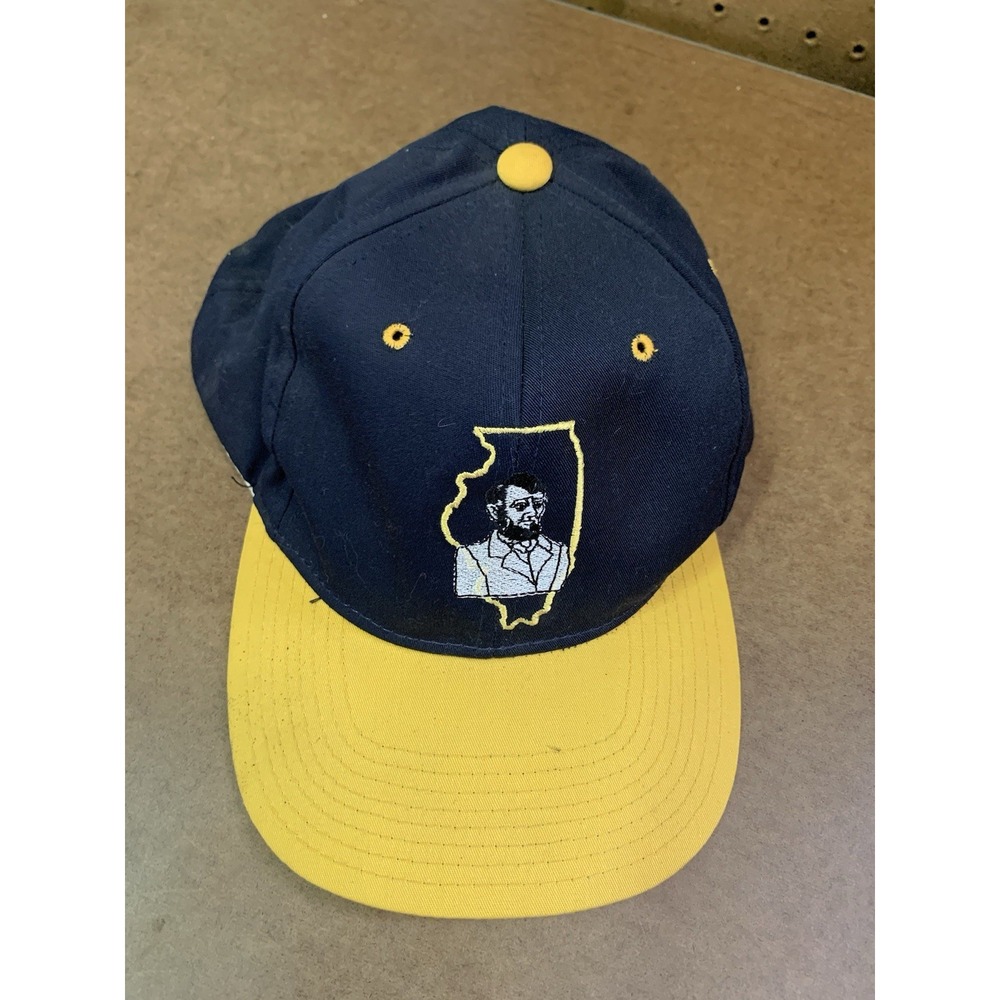 Vintage Illinois  Abe Lincoln Yellow Navy Blue Hat  USA‎ Annco